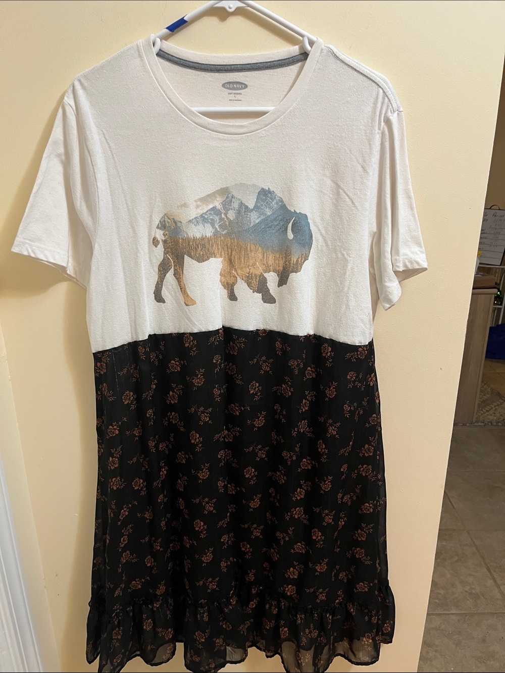 Graphic Buffalo Two-Tone Dress - White & Black Floral